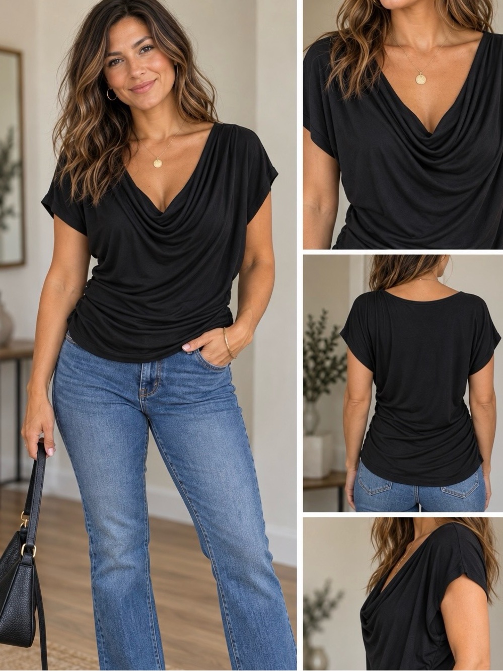 3/$20 Jacob Black Draped Short Sleeve Top